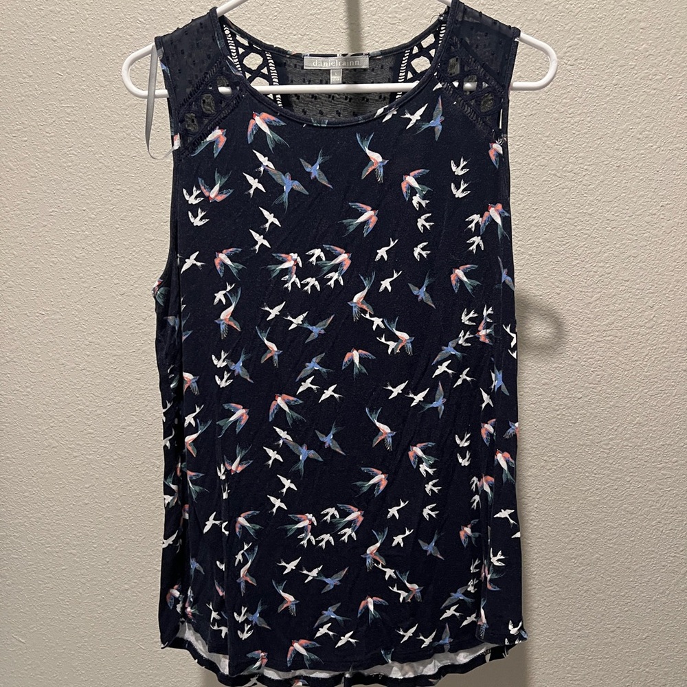 Daniel Rainn Navy Bird Print Tank Top